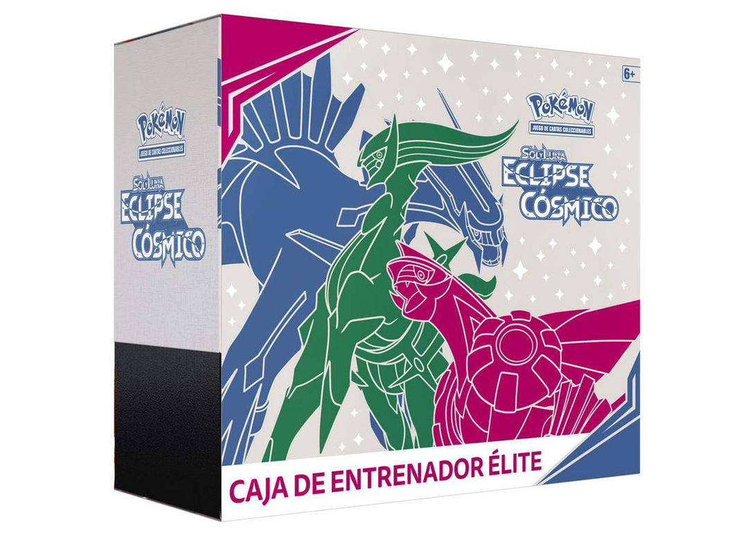 Cosmic Eclipse Elite Trainer Box, Fuji Card Shop, Pokémon TCG, Elite Trainer Box, Cosmic Eclipse, rare Pokémon cards, TCG accessory, booster packs, Sun & Moon era, TAG TEAM GX, Full Art cards, collectible box, card sleeves, dice, collector's guide, Pokémon collection, TCG singles