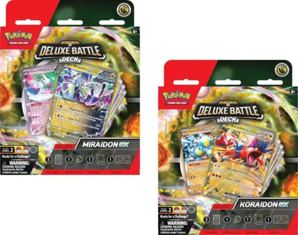 Miraidon ex deck, Koraidon ex deck, Pokémon TCG deck, competitive Pokémon deck, Deluxe Battle Deck, Electric type Pokémon, Fighting type Pokémon, deck strategy, Pokémon card upgrades, Fuji Card Shop