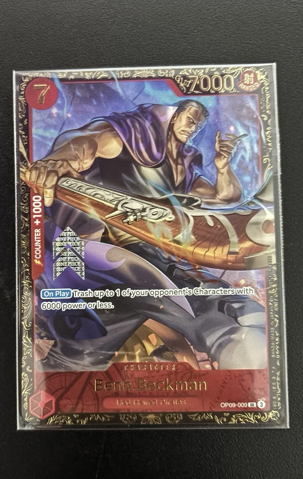 Benn Beckman SP alt art, One Piece Card Game, OP09-009, Fuji Card Shop, rare One Piece cards, One Piece TCG, Red-Haired Pirates, chase card, alternate art, Super Parallel