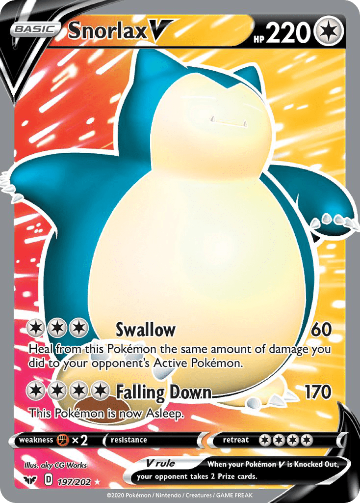Snorlax V, Snorlax VMAX, Pokémon TCG, Fuji Card Shop, Snorlax Pokémon card, Sword and Shield Pokémon, Full Art Snorlax, Gormandize, Pokémon V cards, Pokémon collectibles